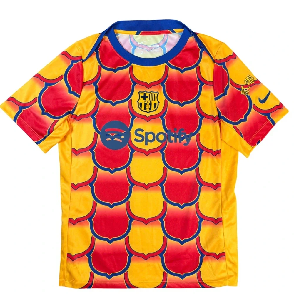 Nike FC Barcelona Chinese New Year Pre-Match Top Mens Medium Yellow Red Dragon